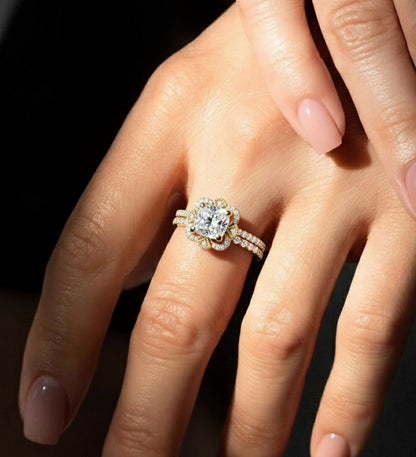 Cushion, Marquise & Round Cut Lab Grown Diamond Elegance 14k Solid White Gold 3.60 Ct Diamond Ring for Women