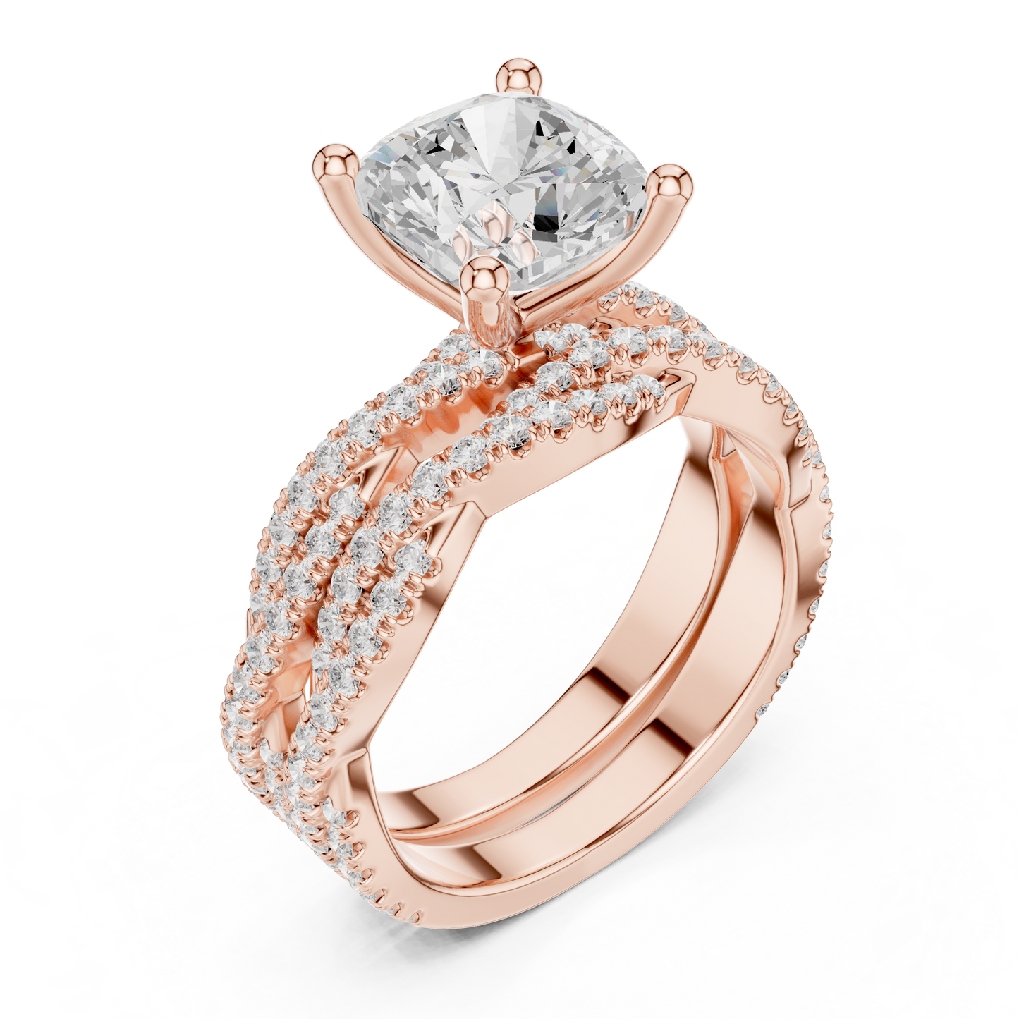 3.73 CT Cushion Labgrown Diamond Ring 10k Solid White Gold Engagement & Wedding Bridal Set Halo Accented Ring For Her - HIGHCARAT DIAMONDS