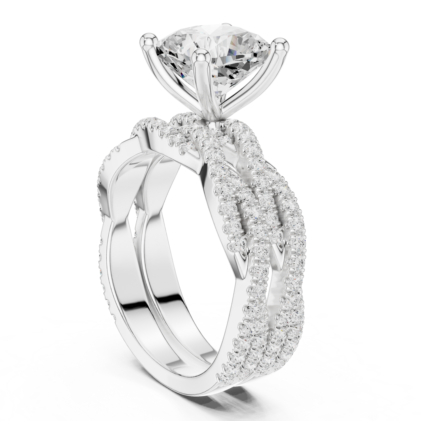 3.73 CT Cushion Labgrown Diamond Ring 10k Solid White Gold Engagement & Wedding Bridal Set Halo Accented Ring For Her - HIGHCARAT DIAMONDS