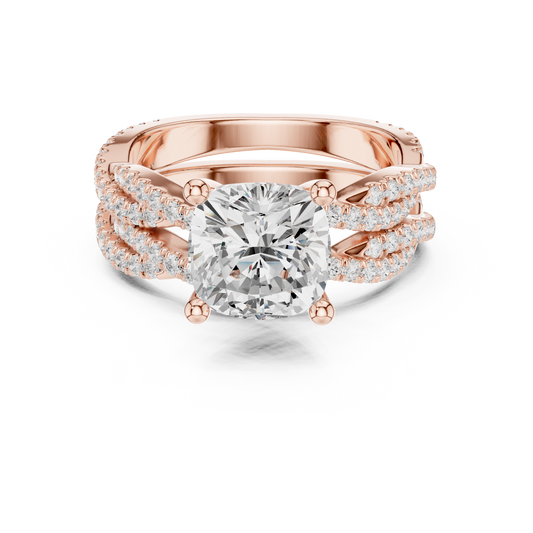 3.73 CT Cushion Labgrown Diamond Ring 10k Solid White Gold Engagement & Wedding Bridal Set Halo Accented Ring For Her - HIGHCARAT DIAMONDS