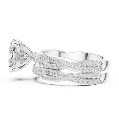 3.73 CT Cushion Labgrown Diamond Ring 10k Solid White Gold Engagement & Wedding Bridal Set Halo Accented Ring For Her - HIGHCARAT DIAMONDS