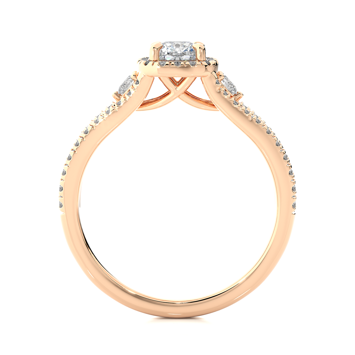 Cushion & Round Cut Lab Grown Diamond With Side stones minimalist perfect Gifted Engagement Ring - HIGHCARAT DIAMONDS