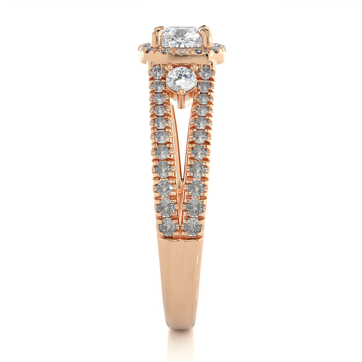 Cushion & Round Cut Lab Grown Diamond With Side stones minimalist perfect Gifted Engagement Ring - HIGHCARAT DIAMONDS
