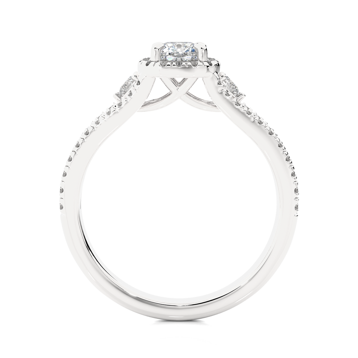 Cushion & Round Cut Lab Grown Diamond With Side stones minimalist perfect Gifted Engagement Ring - HIGHCARAT DIAMONDS