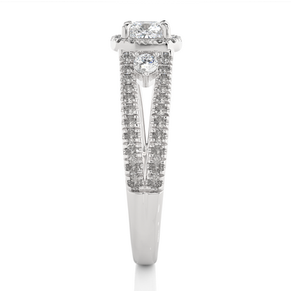 Cushion & Round Cut Lab Grown Diamond With Side stones minimalist perfect Gifted Engagement Ring - HIGHCARAT DIAMONDS
