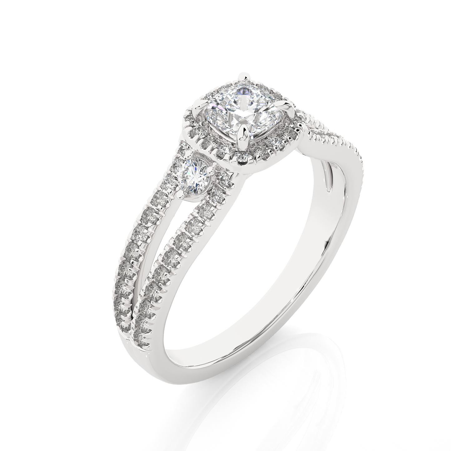Cushion & Round Cut Lab Grown Diamond With Side stones minimalist perfect Gifted Engagement Ring