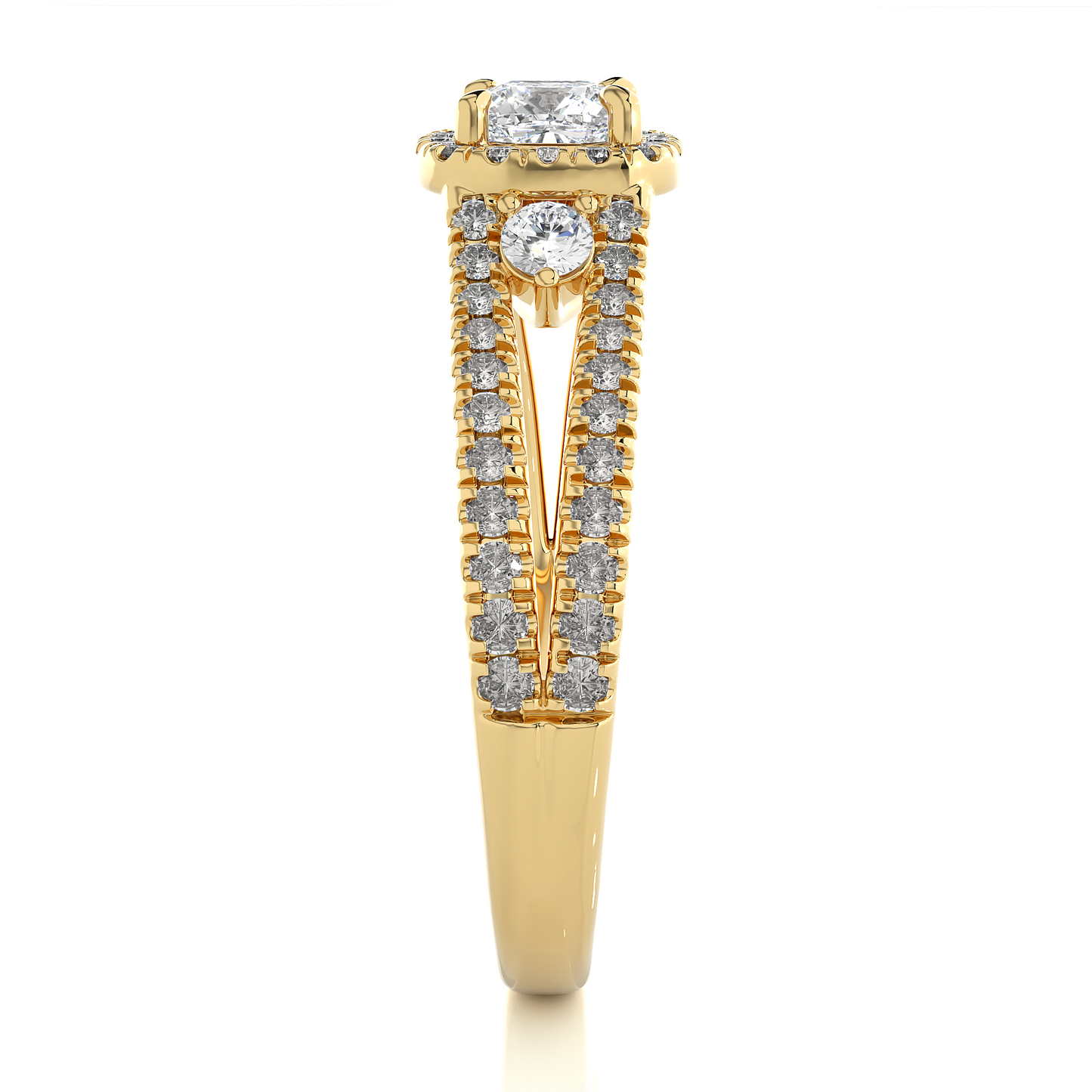 Cushion & Round Cut Lab Grown Diamond With Side stones minimalist perfect Gifted Engagement Ring