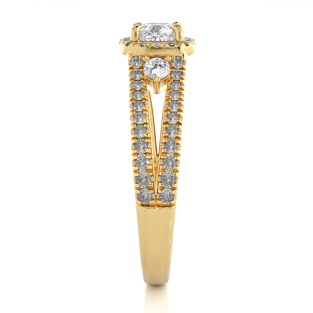Cushion & Round Cut Lab Grown Diamond With Side stones minimalist perfect Gifted Engagement Ring - HIGHCARAT DIAMONDS