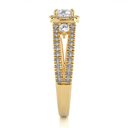 Cushion & Round Cut Lab Grown Diamond With Side stones minimalist perfect Gifted Engagement Ring - HIGHCARAT DIAMONDS