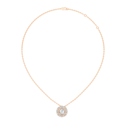 Elegant Cushion Cut 1.62 Ct Lab-Grown Diamond Halo Accent Pendant Necklace for Women - HIGHCARAT DIAMONDS