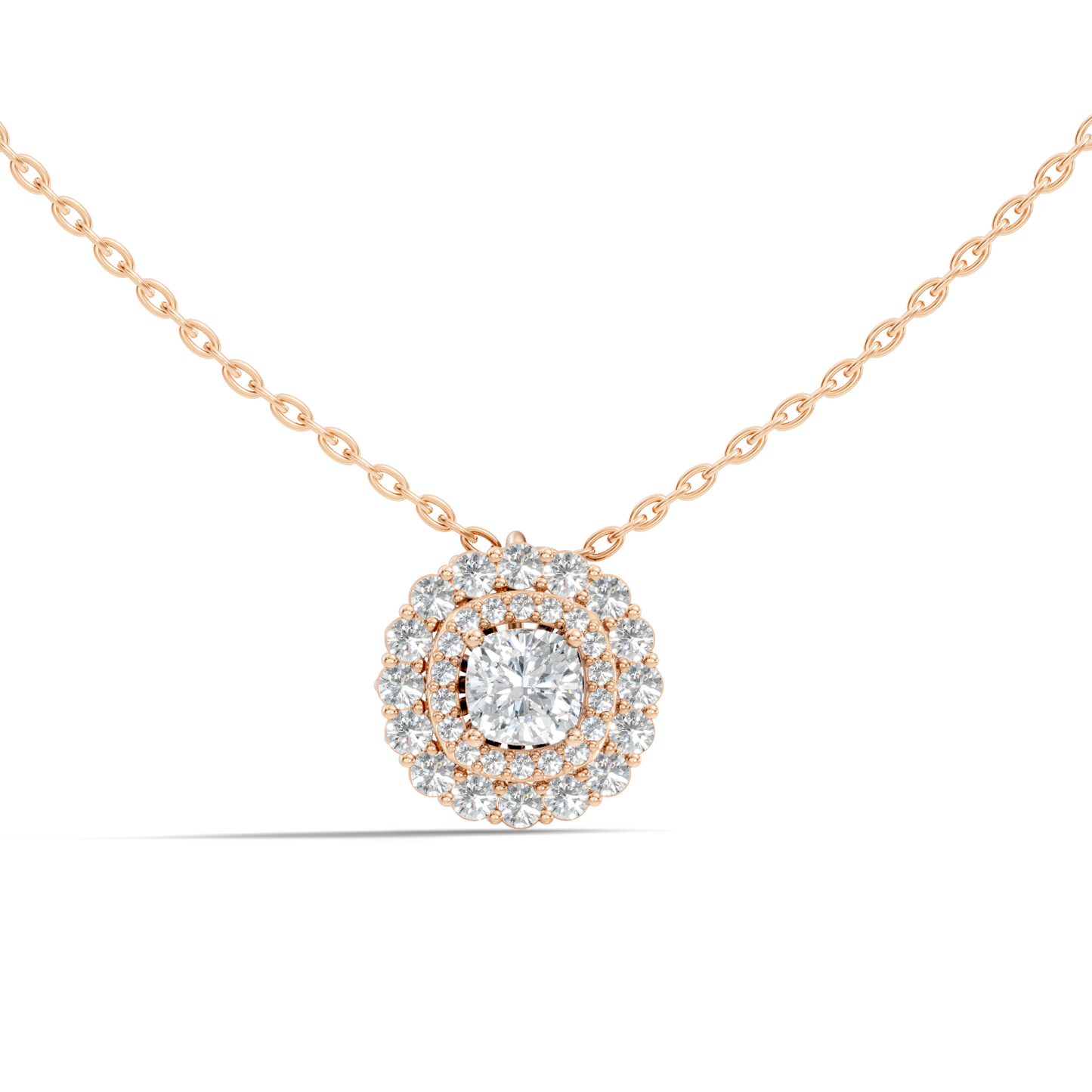 Elegant Cushion Cut 1.62 Ct Lab-Grown Diamond Halo Accent Pendant Necklace for Women - HIGHCARAT DIAMONDS