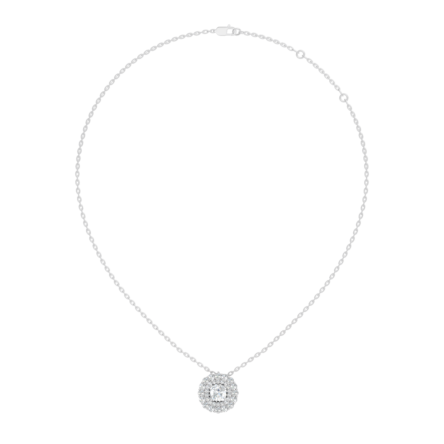 Elegant Cushion Cut 1.62 Ct Lab-Grown Diamond Halo Accent Pendant Necklace for Women - HIGHCARAT DIAMONDS