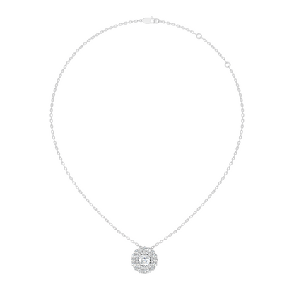 Elegant Cushion Cut 1.62 Ct Lab-Grown Diamond Halo Accent Pendant Necklace for Women - HIGHCARAT DIAMONDS