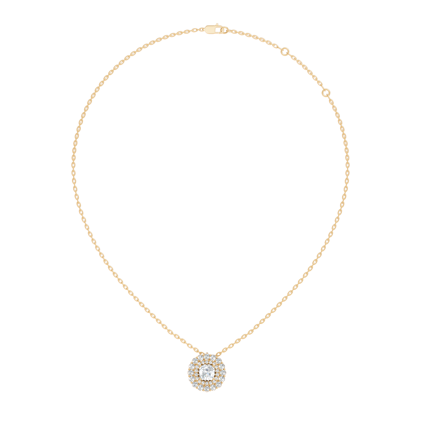 Elegant Cushion Cut 1.62 Ct Lab-Grown Diamond Halo Accent Pendant Necklace for Women - HIGHCARAT DIAMONDS