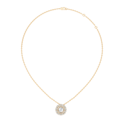 Elegant Cushion Cut 1.62 Ct Lab-Grown Diamond Halo Accent Pendant Necklace for Women - HIGHCARAT DIAMONDS