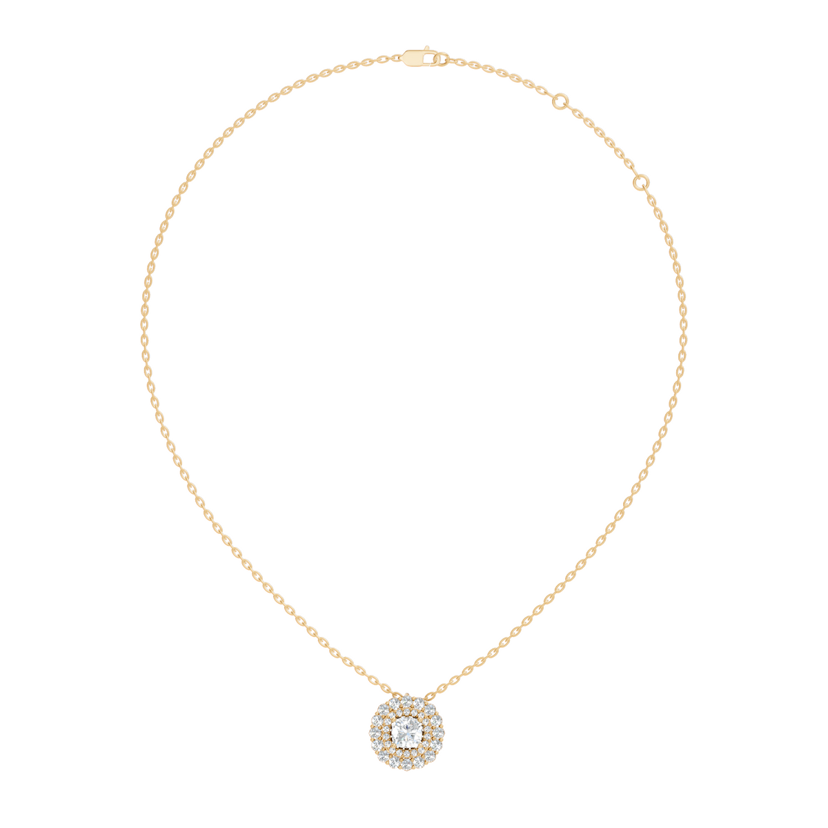 Elegant Cushion Cut 1.62 Ct Lab-Grown Diamond Halo Accent Pendant Necklace for Women - HIGHCARAT DIAMONDS
