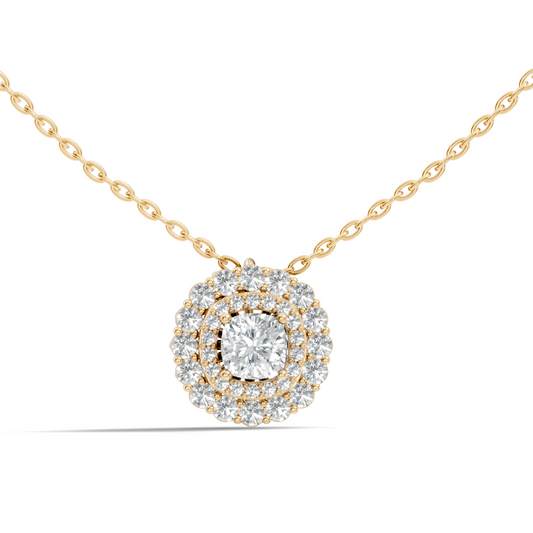 Elegant Cushion Cut 1.62 Ct Lab-Grown Diamond Halo Accent Pendant Necklace for Women - HIGHCARAT DIAMONDS