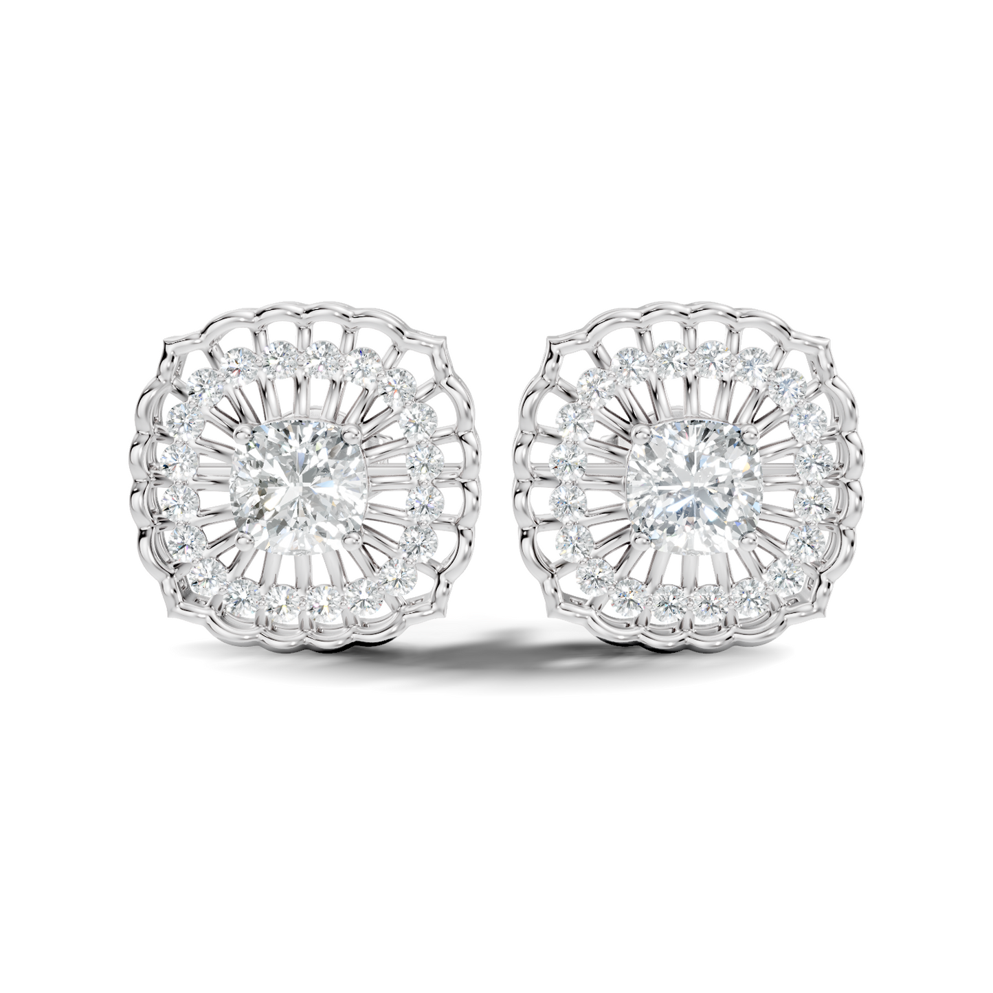 Cushion Square And Round Shape Lab Grown Diamond Sparkling Square Style Diamond Earrings For Her