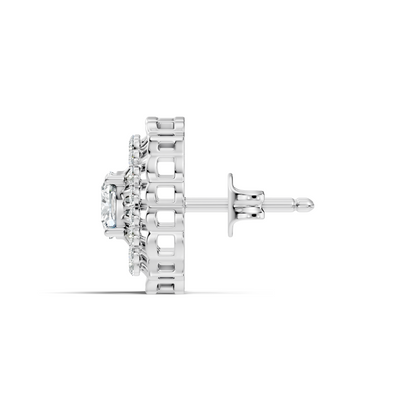 Cushion Square And Round Shape Lab Grown Diamond Sparkling Square Style Diamond Earrings For Her