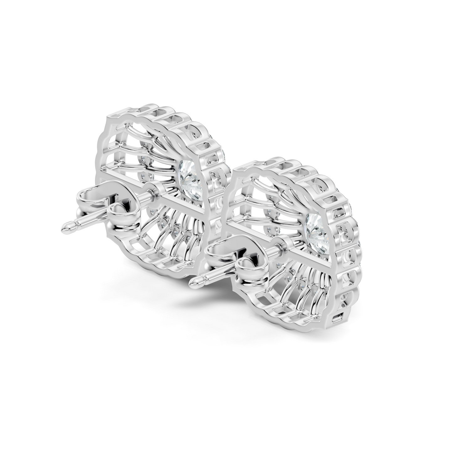 Cushion Square And Round Shape Lab Grown Diamond Sparkling Square Style Diamond Earrings For Her