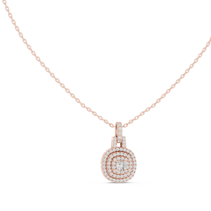 Cushion Square & Round Shape 14k Gold Lab Grown Minimalist Diamond Pendant For You - HIGHCARAT DIAMONDS