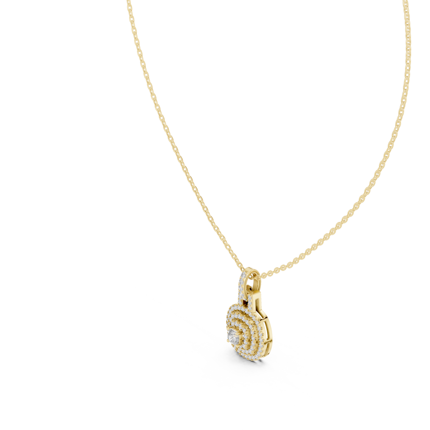Cushion Square & Round Shape 14k Gold Lab Grown Minimalist Diamond Pendant For You - HIGHCARAT DIAMONDS