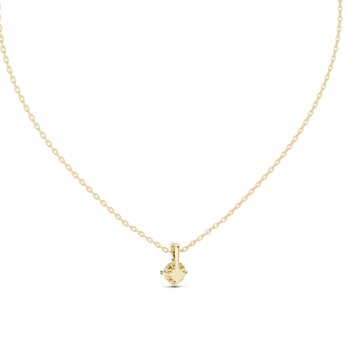 Cushion Diamond Pendant with Four Prong Setting Side Angle View