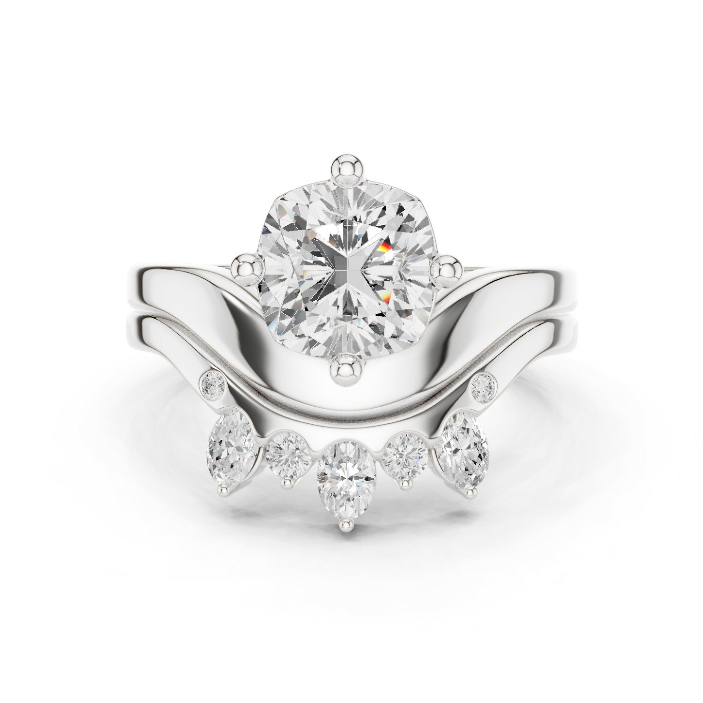 10k Solid Gold Cushion, Round, & Oval Shape Lab Grown Diamond Classic Elegance Diamond Ring For Her - HIGHCARAT DIAMONDS