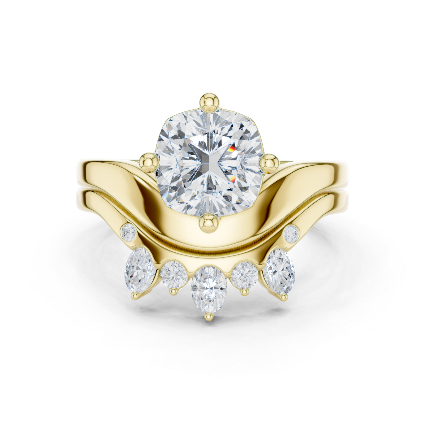 10k Solid Gold Cushion, Round, & Oval Shape Lab Grown Diamond Classic Elegance Diamond Ring For Her - HIGHCARAT DIAMONDS