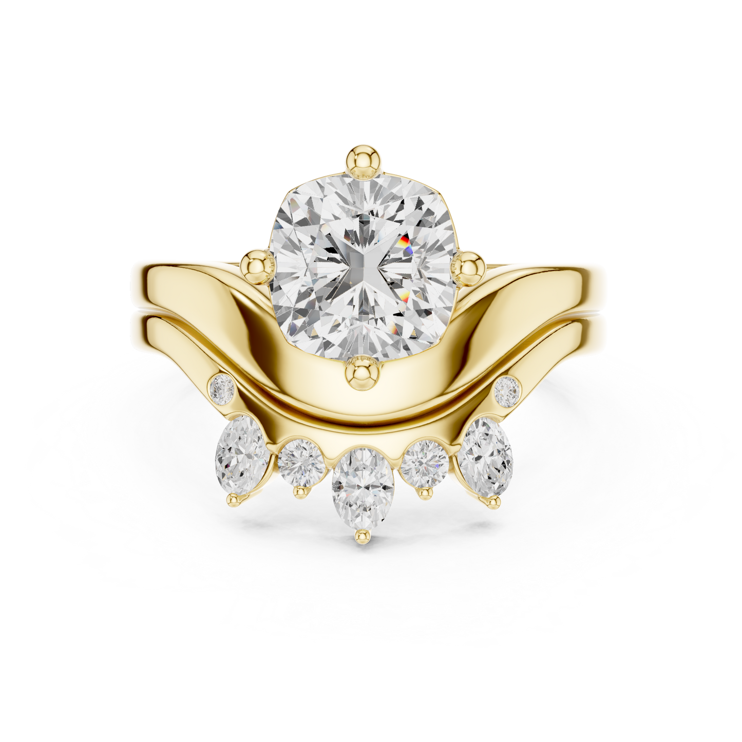 10k Solid Gold Cushion, Round, & Oval Shape Lab Grown Diamond Classic Elegance Diamond Ring For Her - HIGHCARAT DIAMONDS