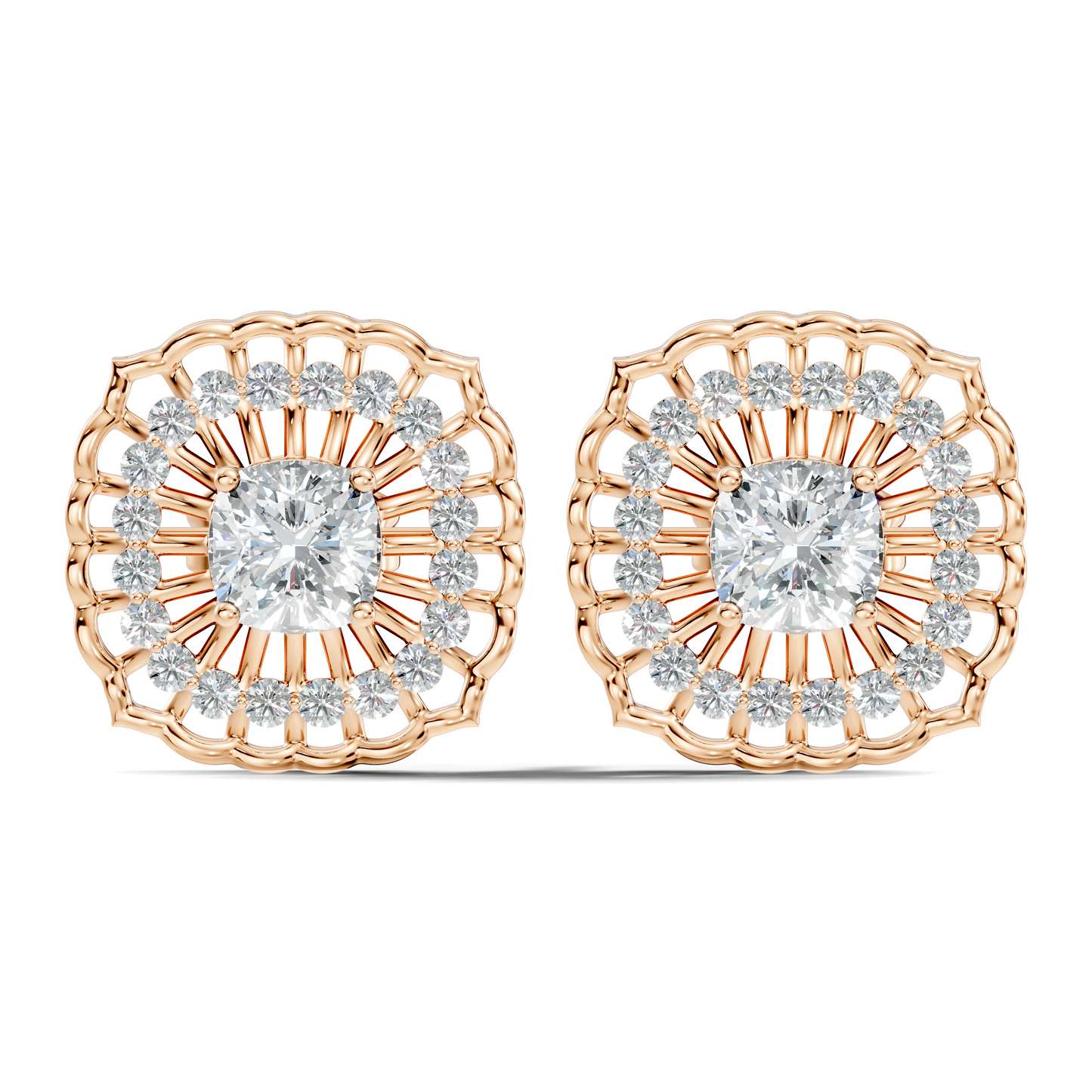 Cushion Square And Round Shape Lab Grown Diamond Sparkling Square Style Diamond Earrings For Her - HIGHCARAT DIAMONDS