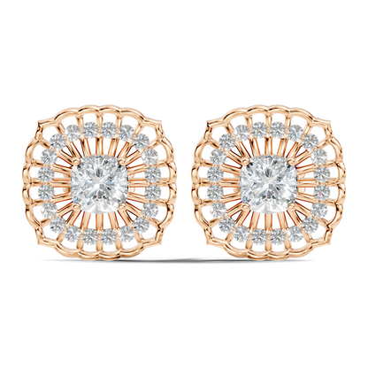 Cushion Square And Round Shape Lab Grown Diamond Sparkling Square Style Diamond Earrings For Her - HIGHCARAT DIAMONDS