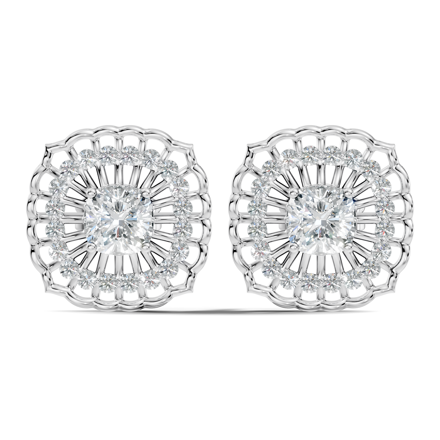 Cushion Square And Round Shape Lab Grown Diamond Sparkling Square Style Diamond Earrings For Her - HIGHCARAT DIAMONDS