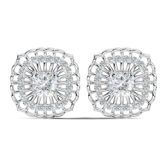Cushion Square And Round Shape Lab Grown Diamond Sparkling Square Style Diamond Earrings For Her - HIGHCARAT DIAMONDS