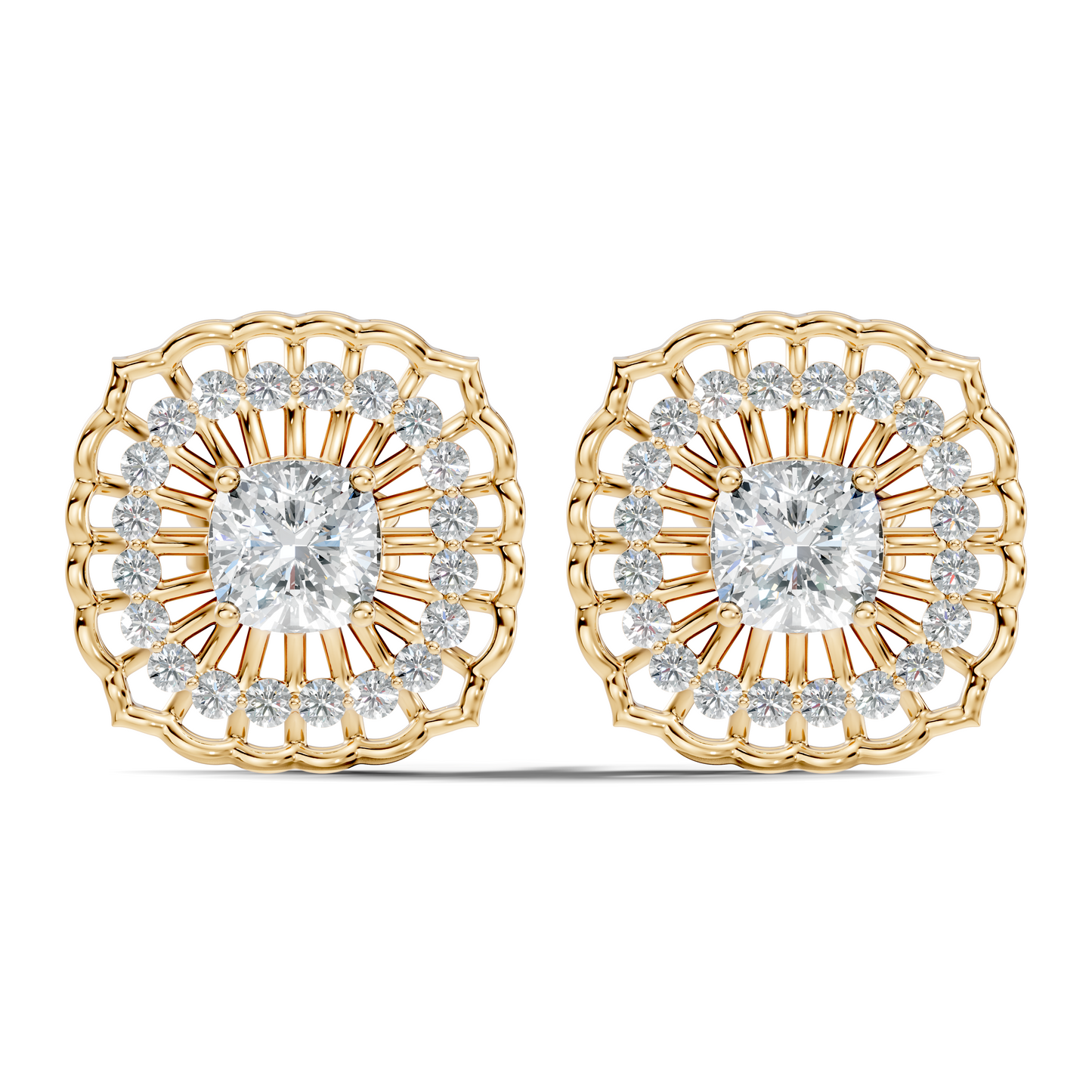 Cushion Square And Round Shape Lab Grown Diamond Sparkling Square Style Diamond Earrings For Her - HIGHCARAT DIAMONDS