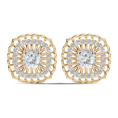 Cushion Square And Round Shape Lab Grown Diamond Sparkling Square Style Diamond Earrings For Her - HIGHCARAT DIAMONDS