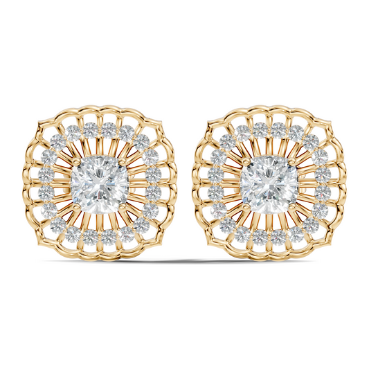 Cushion Square And Round Shape Lab Grown Diamond Sparkling Square Style Diamond Earrings For Her - HIGHCARAT DIAMONDS
