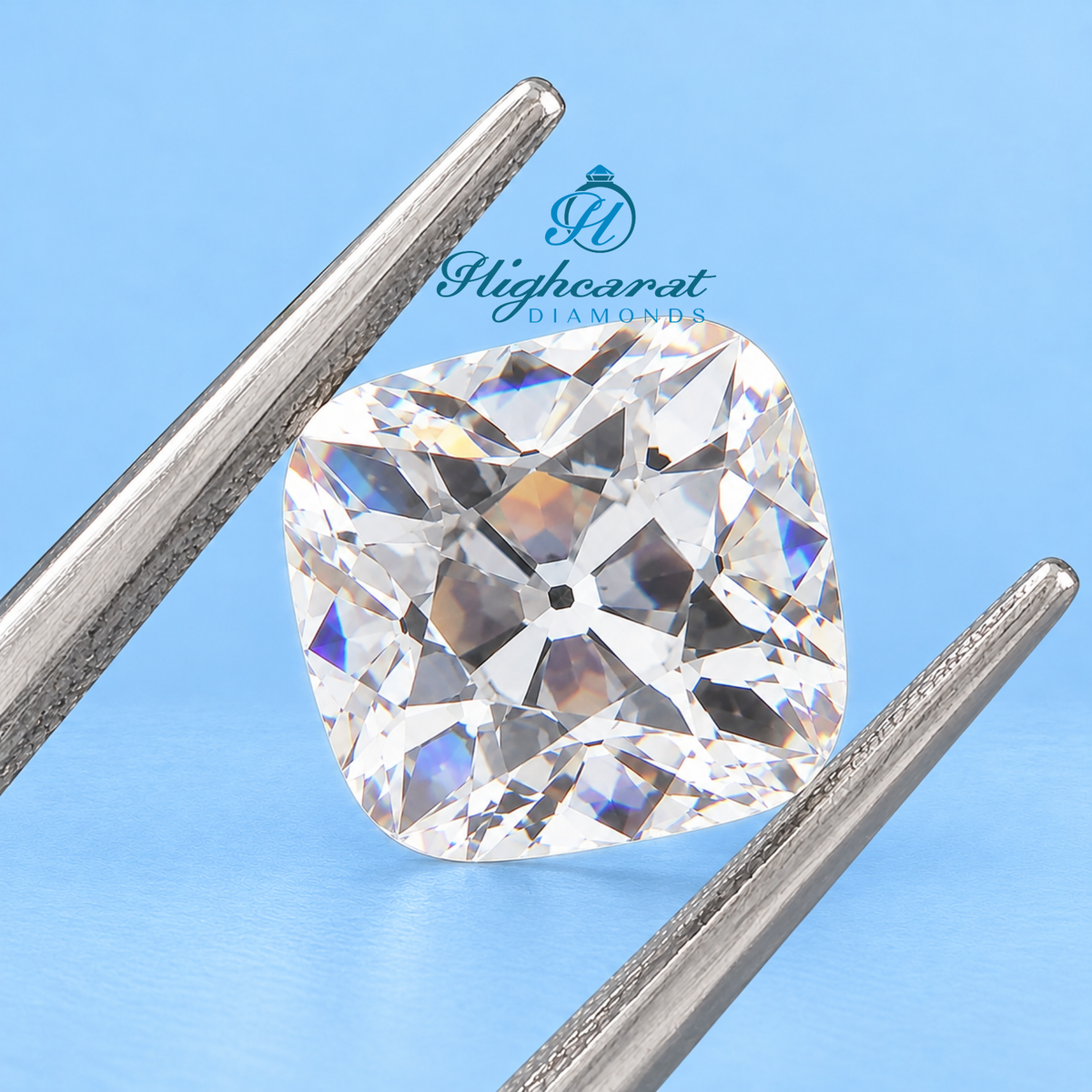 Unique Antique Cushion Cut Lab Grown Diamond from Different Angles