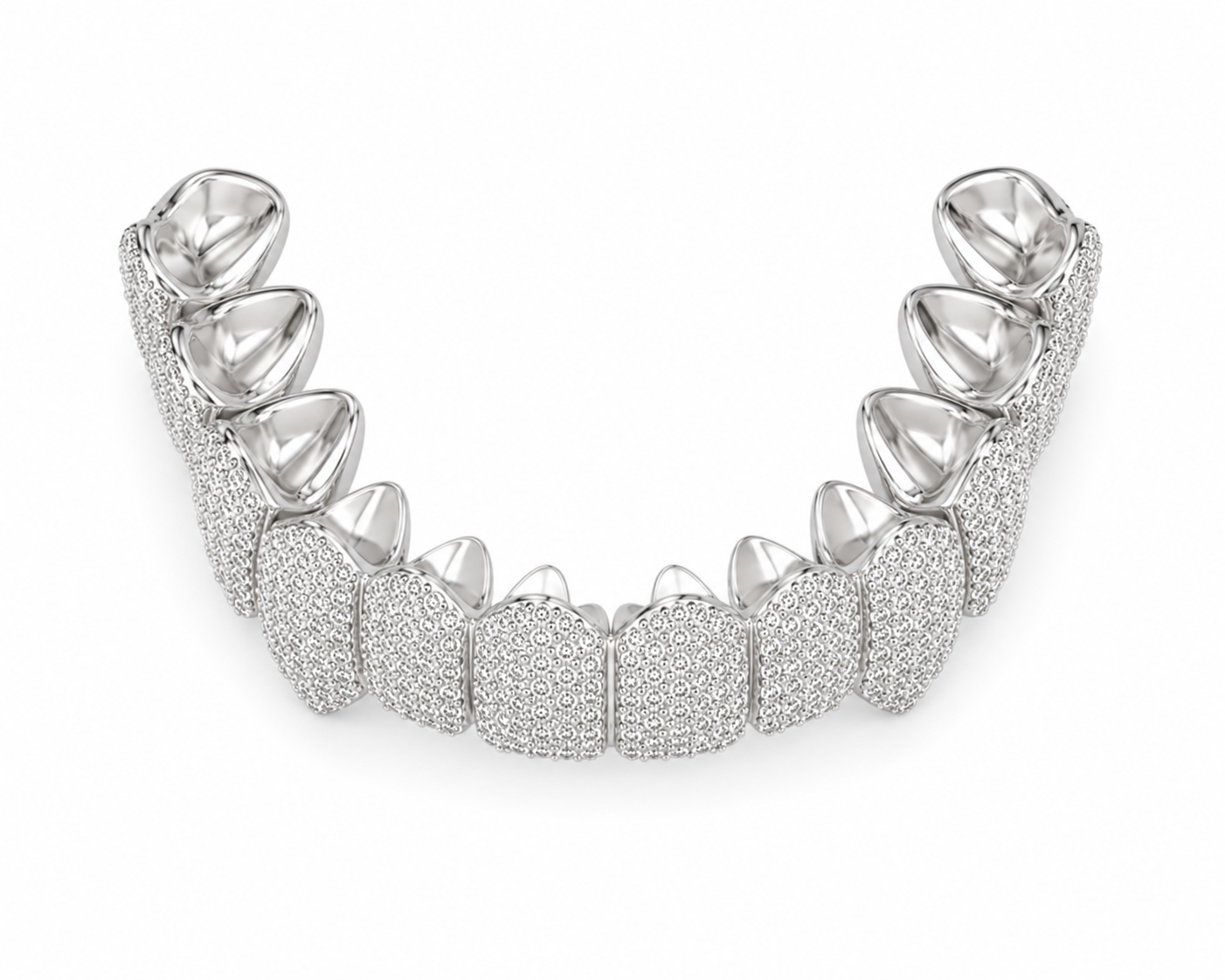 Custom Round Cut Moissanite Diamond Full Pave Set Men's Iced Out Grillz - HIGHCARAT DIAMONDS