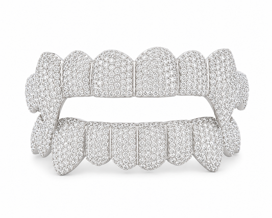 Custom Round Cut Moissanite Diamond Full Pave Set Men's Iced Out Grillz - HIGHCARAT DIAMONDS