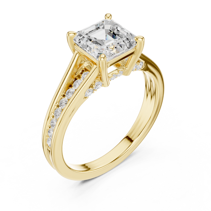 2.30Ct Asscher and Round Cut Lab Grown Diamond Vintage Pave Set Perfect Engagement Ring For Women's