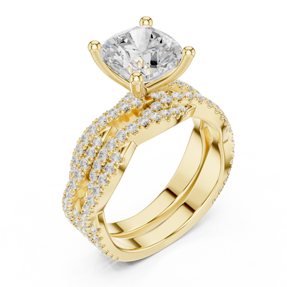 3.73 CT Cushion Labgrown Diamond Ring 10k Solid White Gold Engagement & Wedding Bridal Set Halo Accented Ring For Her