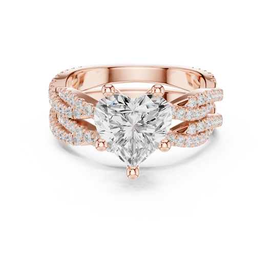 14 KT Solid White Gold Engagement Ring With Heart Cut Labgrown Diamond Perfect Gift For Valentine day