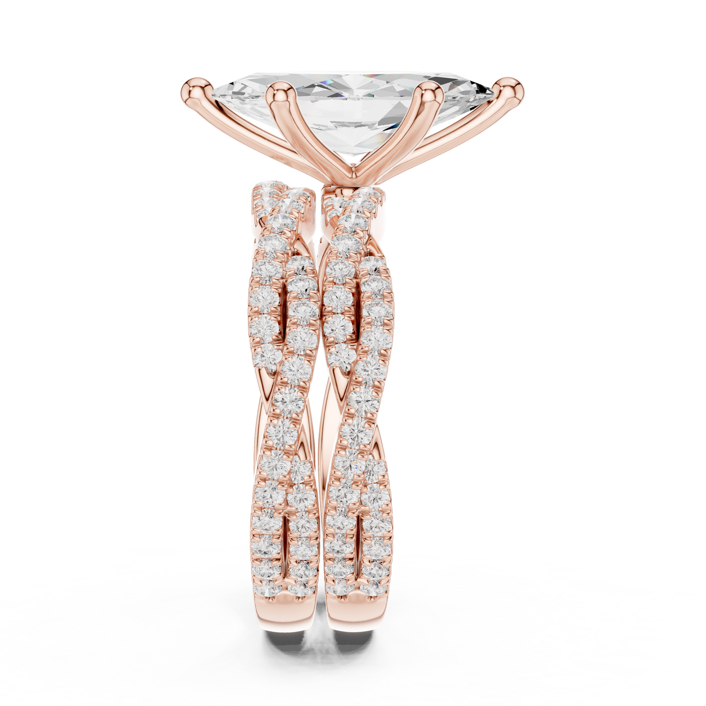 3.23 CT Colorless Marquise Shape Lab Grown Diamond Ring, Round 14K Solid Gold Perfect, Stunning proposal Ring