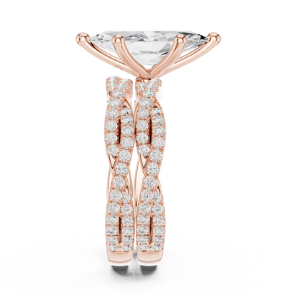 3.23 CT Colorless Marquise Shape Lab Grown Diamond Ring, Round 14K Solid Gold Perfect, Stunning proposal Ring