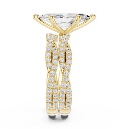 3.23 CT Colorless Marquise Shape Lab Grown Diamond Ring, Round 14K Solid Gold Perfect, Stunning proposal Ring