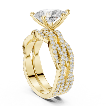3.23 Carat Pear Cut Lab Grown And 18K Solid Yellow Gold Diamond Accented halo Ring For Women's