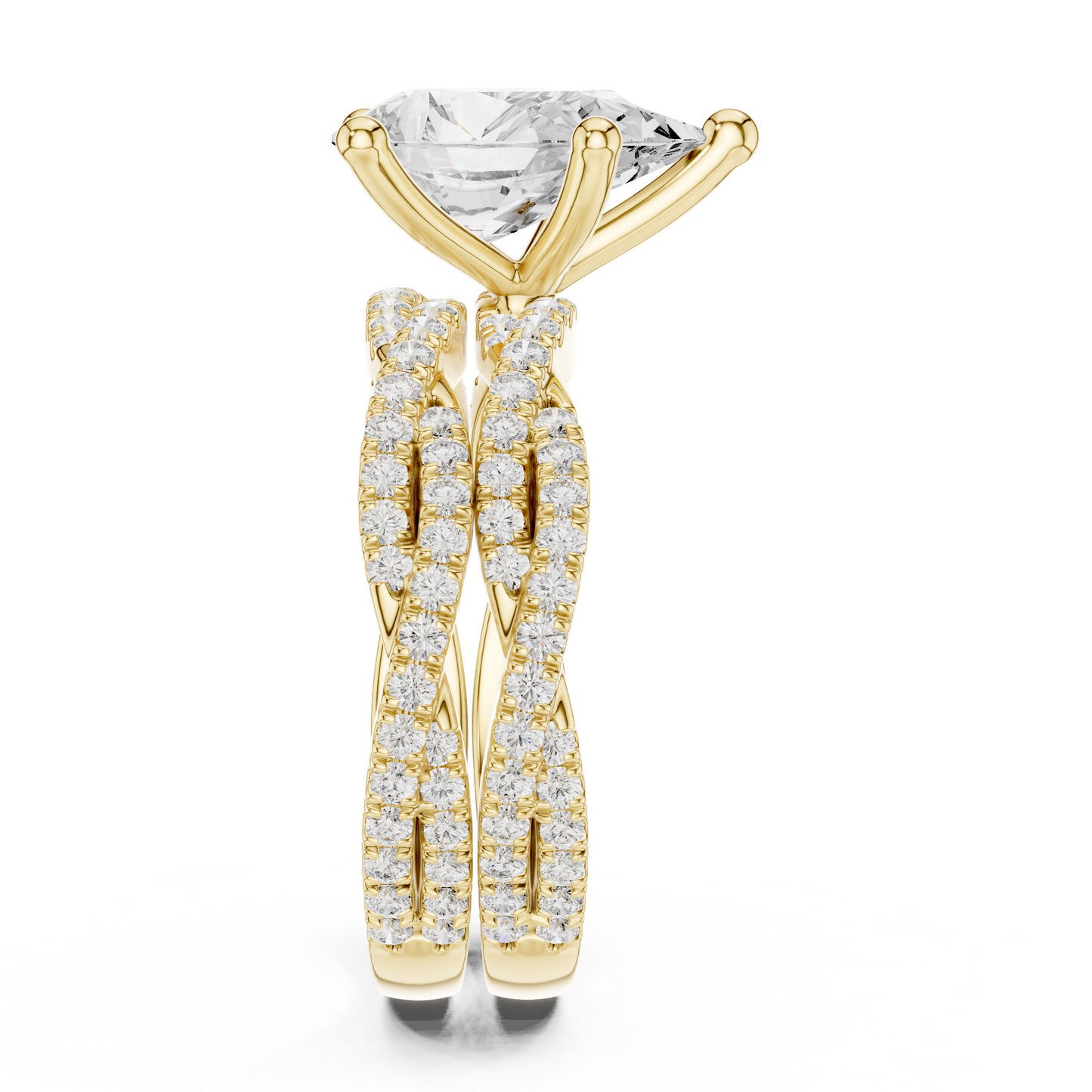 3.23 Carat Pear Cut Lab Grown And 18K Solid Yellow Gold Diamond Accented halo Ring For Women's