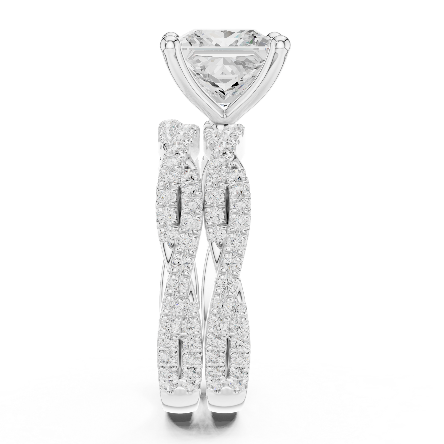 3.23 Carat Princess Cut Lab Grown And 18K Solid Yellow Gold Diamond Accented halo Wedding Ring