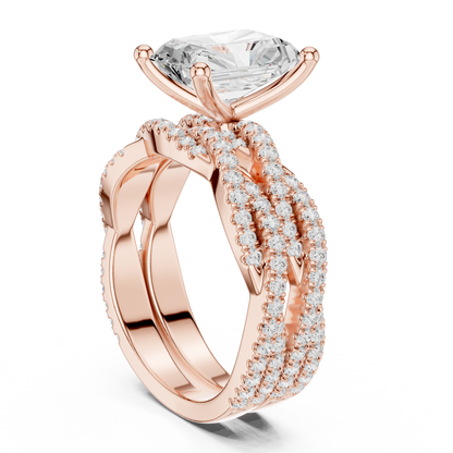 2.30Ct Asscher and Round Cut Lab Grown Diamond Vintage Pave Set Perfect Engagement Ring For Women's